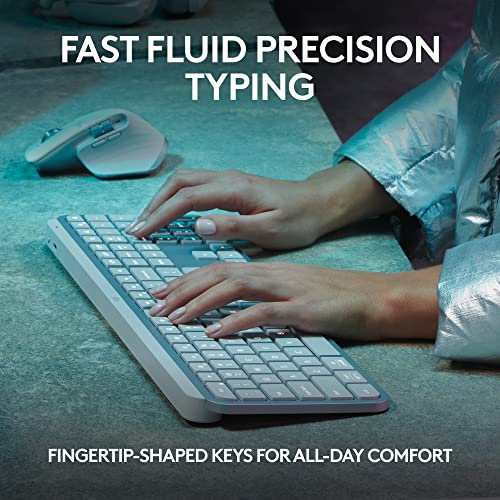 Logitech MX Keys S Wireless Keyboard, Low Profile, Fluid Precise Quiet Typing, Programmable Keys, Backlighting, Bluetooth, USB C Rechargeable, for Windows PC, Linux, Chrome, Mac - Pale Grey - color: Pale Grey, style: MX Keys S