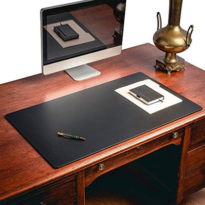 Dacasso Leather Desk Pad Without Side Rails - color: Black, size: 24" x 38"