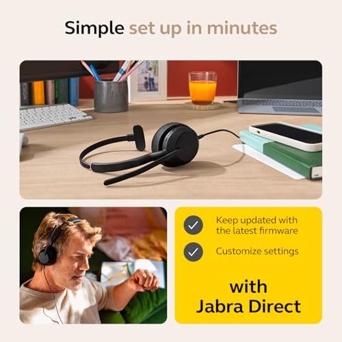 Jabra Evolve2 50 Wired Single-Ear Headset - Noise Cancelling Headphones, Bluetooth Headset for Work with Noise Cancelling Microphones, Goes with Online Meeting Platforms Like Microsoft Teams, Black - style: Microsoft Teams, Single Ear