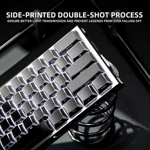 XVX Shine Through PBT Keycaps, Gradient Gray Keyboard Keycaps Cherry Profile, Custom Side Printed Keycap Sets Suitable for 60% 65% 75% 80% 100% Mechanical Keyboard - color: Gradient Grey Prism