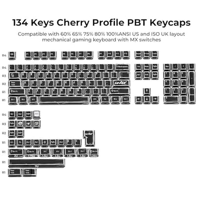XVX Black Translucent Keycaps,PBT Keycap Set Cherry Profile,Dye Sublimation Graffiti Keyboard Keycaps Suitable for 60% 65% 75% 80% 100% MX Switches Mechanical Keyboard - color: Black