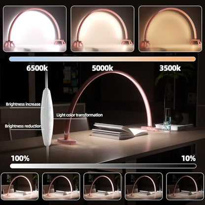 Half Moon Light Nail for Desk led lamp tech Manicure Foldable Arch Professional Art Eyelash Table Techs Beauty Tattoo spa White Artistic Desktop Lager Sized lash Shade Lashes Makeup Eye-Caring - size: 24inch Pink