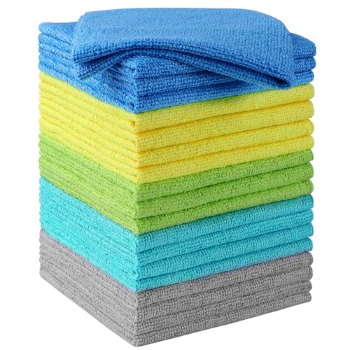HOMEXCEL Microfiber Cleaning Cloths, 20 Pack Cleaning Rags - Lint Free & Scratch-Free Microfiber Towels for Cars, House & Kitchen, Absorbent Cleaning Towels, Multi-Color, 11.5 x 11.5 Inch - color: Multicolor