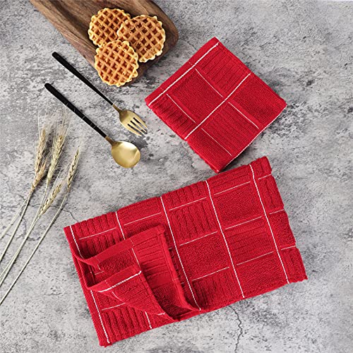 Glynniss Red Kitchen Towels and Dishcloths Set, Dish Towels and Dish Rags Set for Washing Dishes, Cleaning and Drying Pack of 8 (red) - color: Red